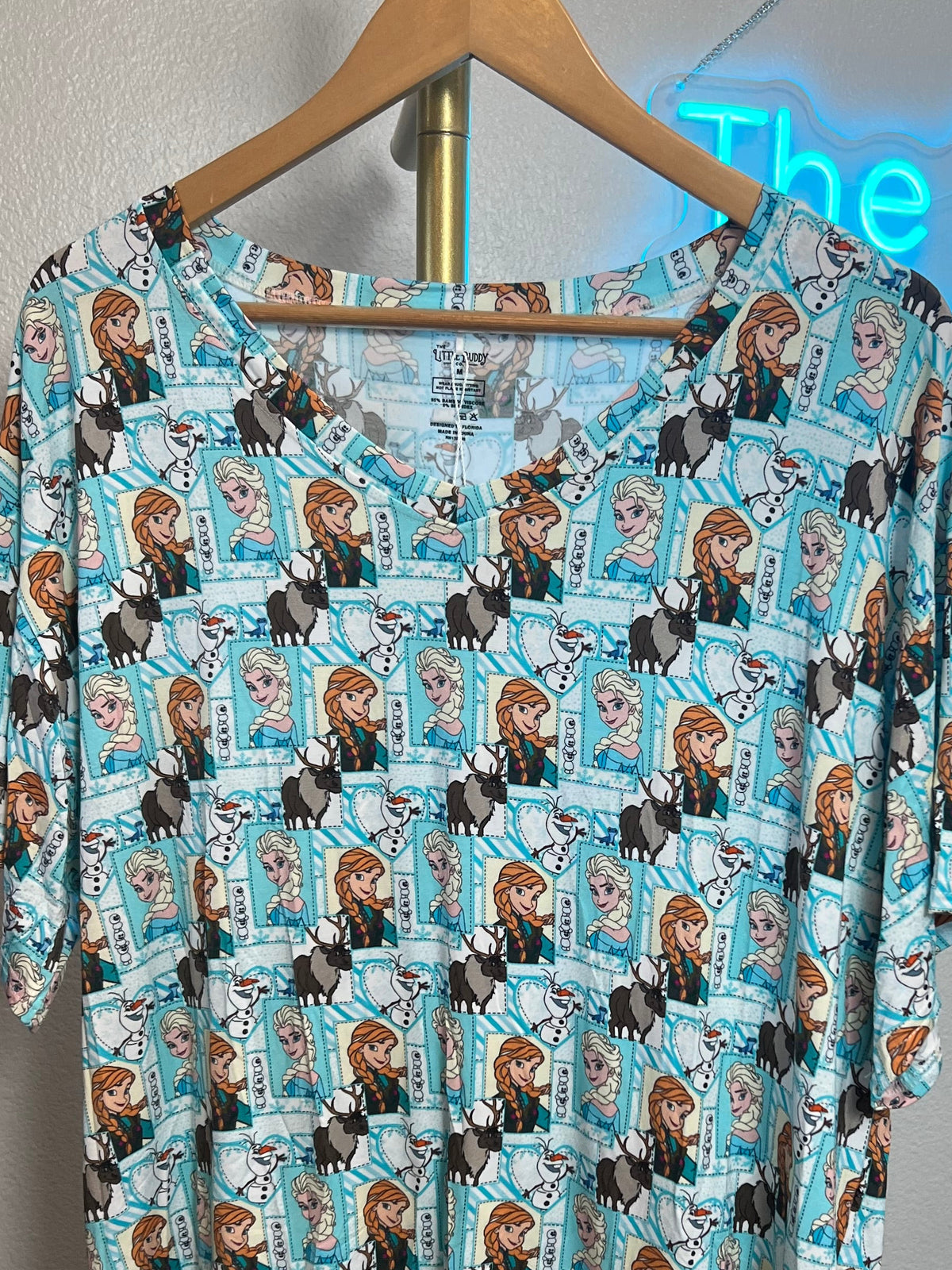 Frozen oversized bamboo v neck adult t shirt