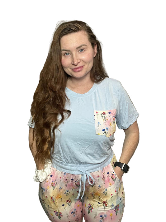 :Mama’s Little Wildflower: Bamboo adult set pocket T shirt and joggers
