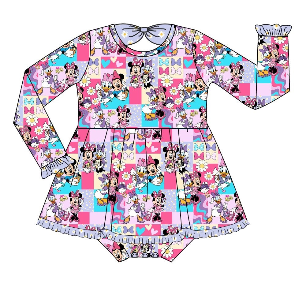 BFFs Minnie and Daisy bamboo Bodysuit bow back twirl dress