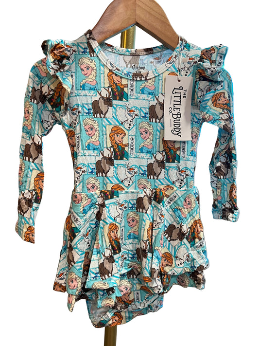 Frozen sisters Bamboo Long sleeve Bodysuit Twirl Dress ❄️