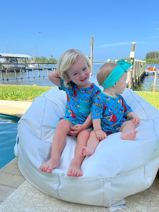Part of your world bamboo pocket t shirt and bubble drawstring  shorts