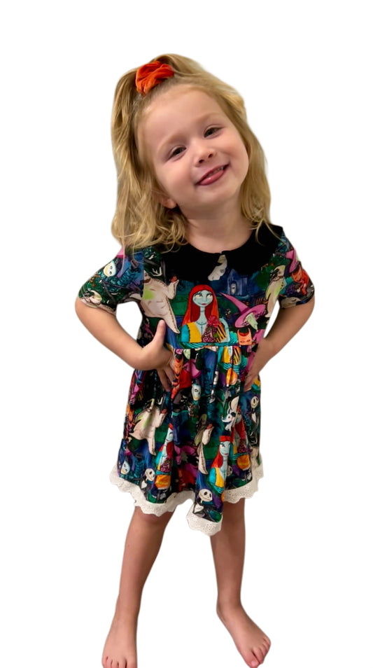 Halloween NBC Bamboo twirl Dress with lace and pockets