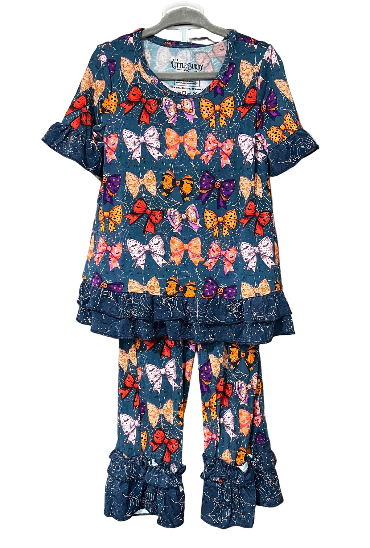 Hallo-bows bamboo pajama lounge set with ruffles
