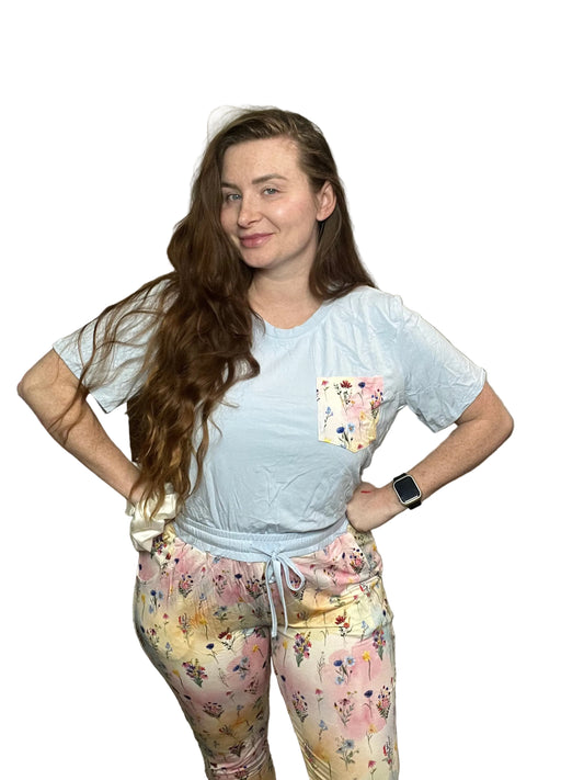 :Mama’s Little Wildflower: Bamboo adult set pocket T shirt and joggers