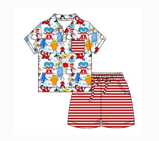 Seussical Storytime Bamboo collared shirt and shorts