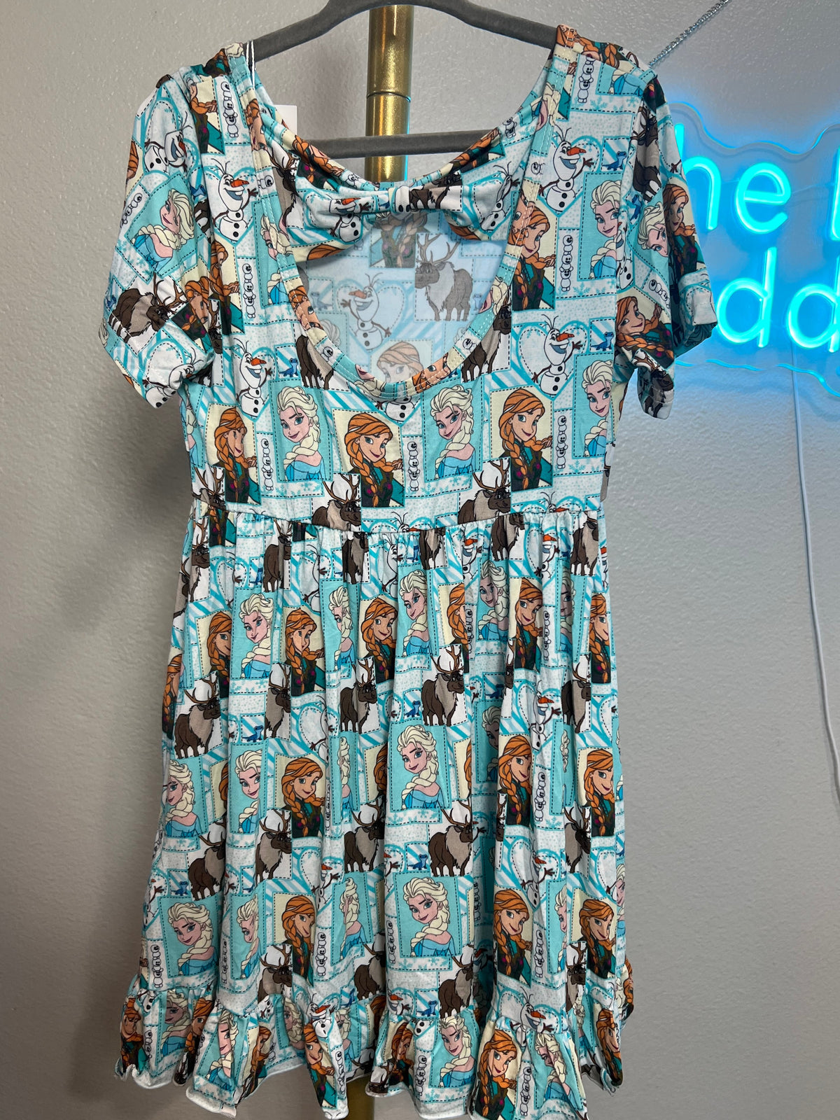 Frozen bamboo bow back twirl dress and shorts