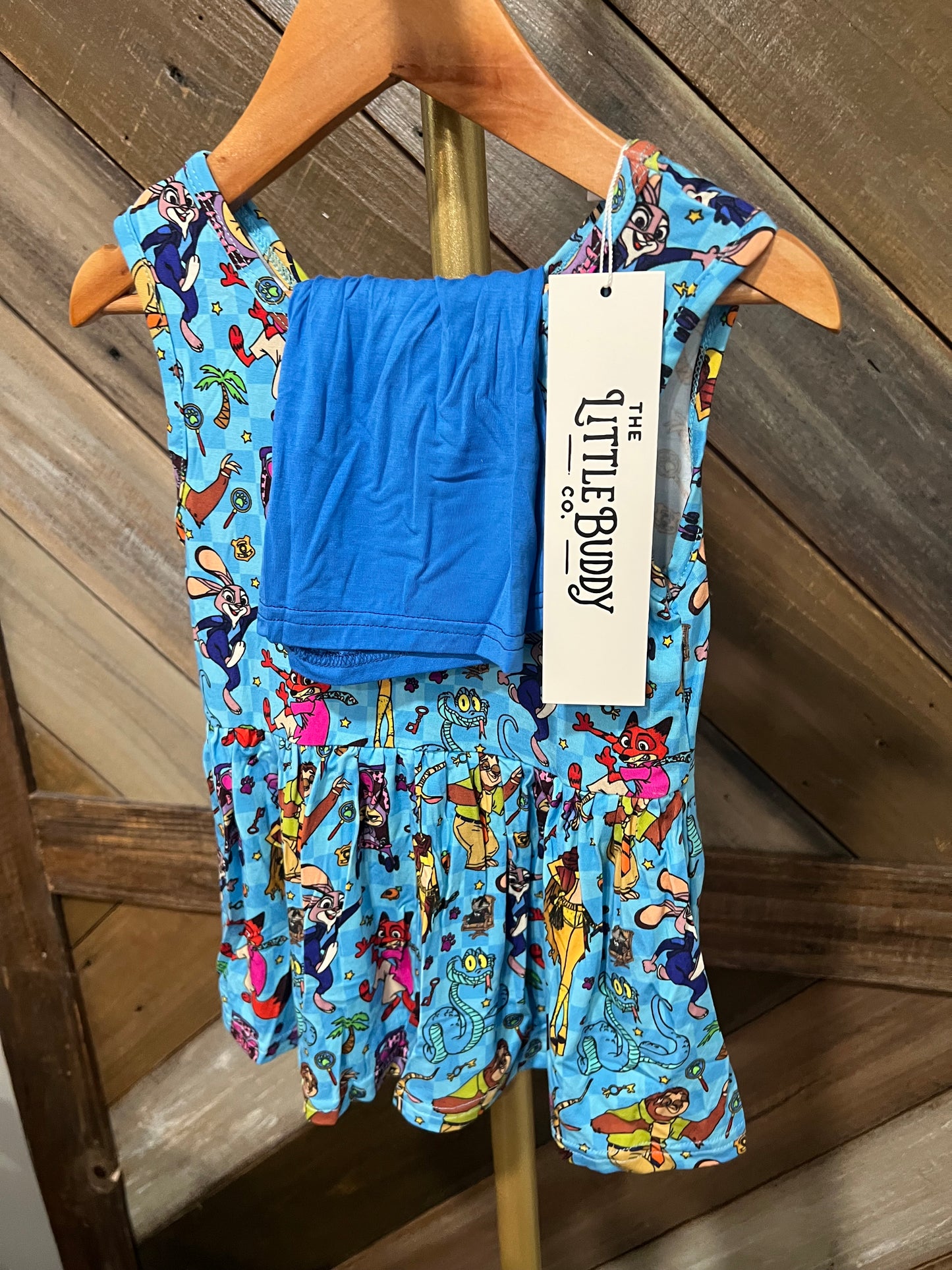 Zootopia Bamboo Peplum Tank Dress with Shorts