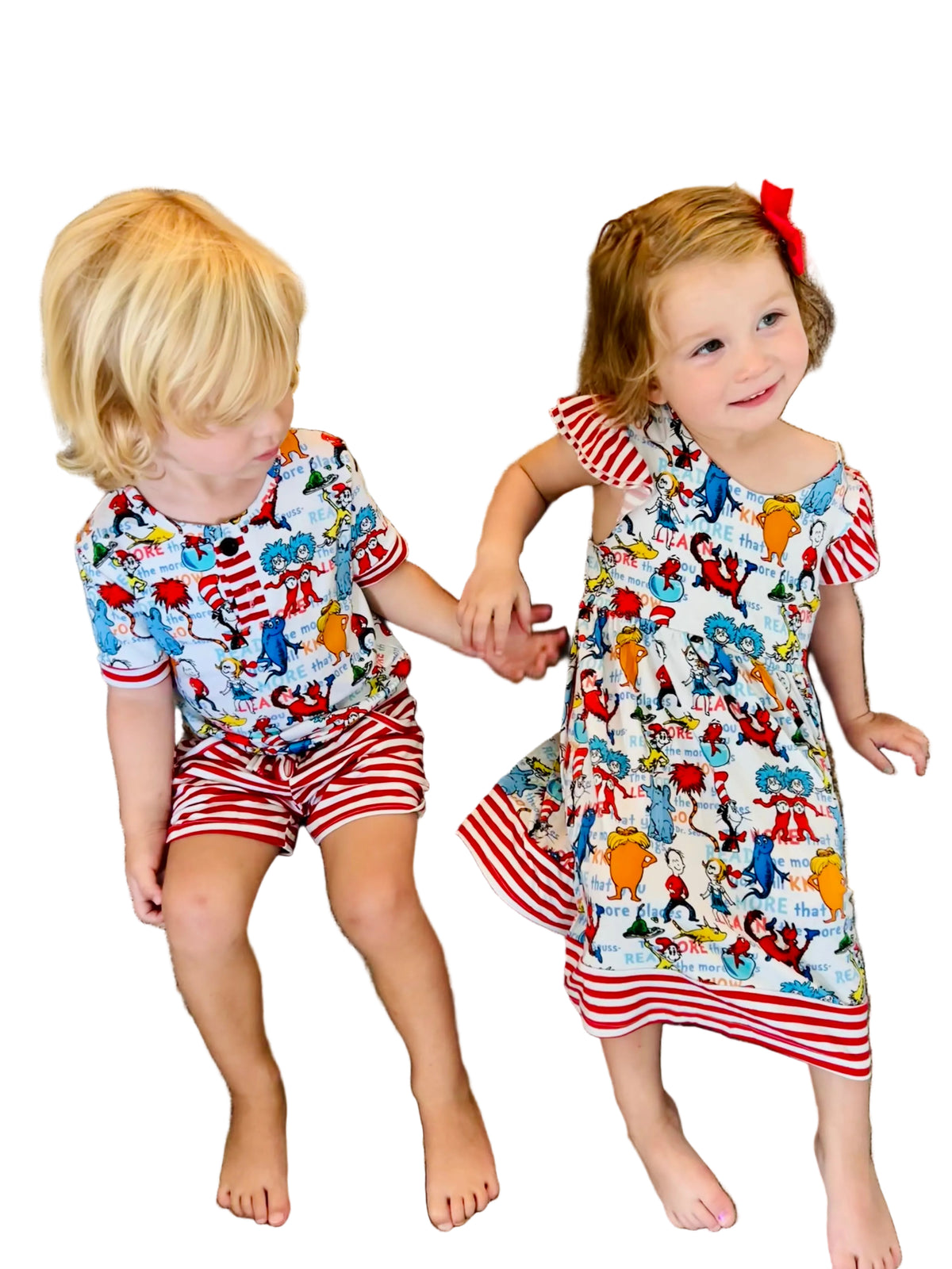 Seussical Storytime Bamboo Bow back twirl dress with shorts