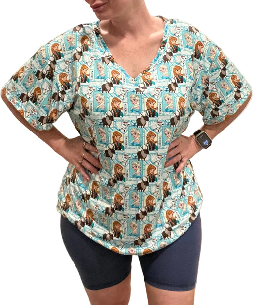Frozen oversized bamboo v neck adult t shirt