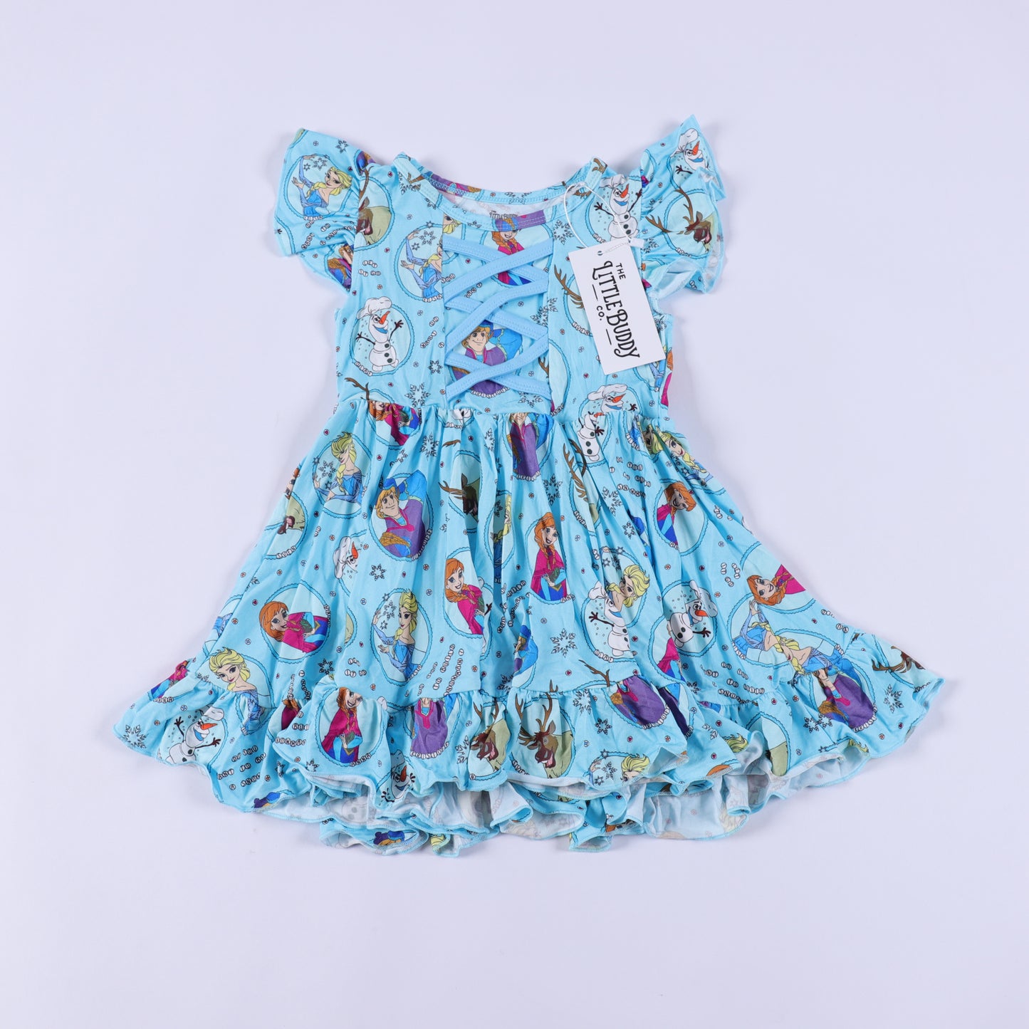 Let it go Bamboo Ruffle Twirl Dress with corset cross details