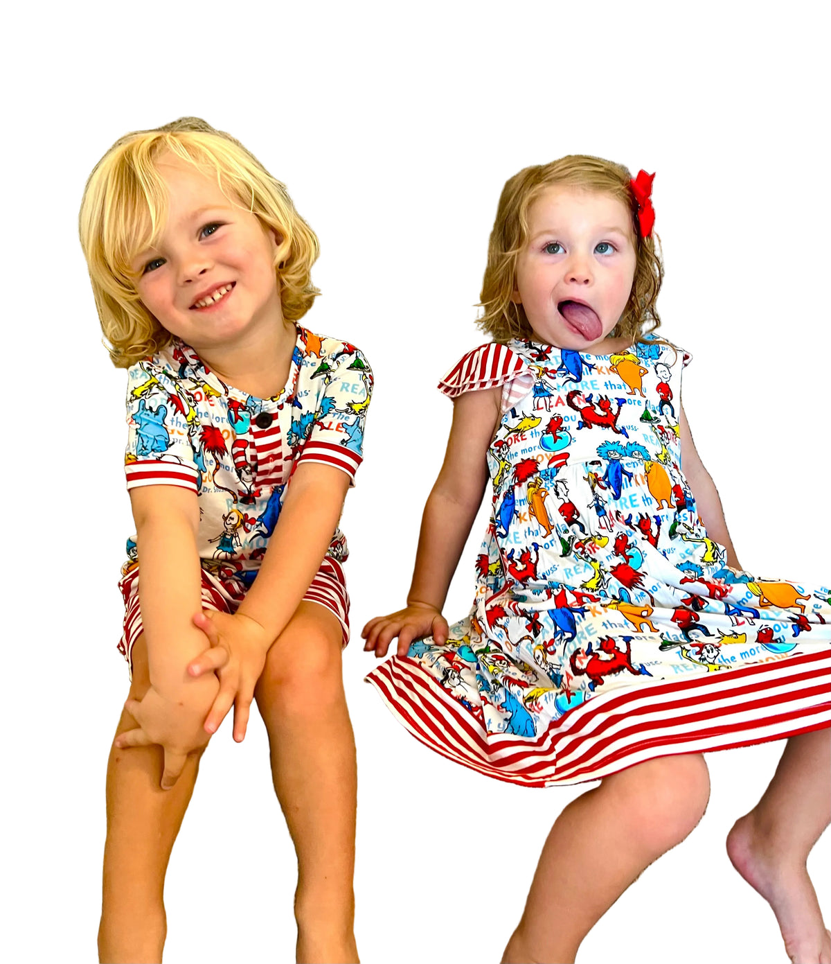 Seussical Storytime Bamboo Bow back twirl dress with shorts