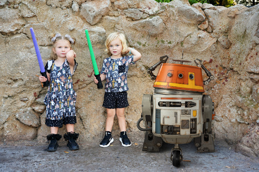 Star Wars Bamboo Twirl Dress bow back with pockets and shorts